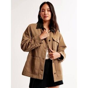 Abercrombie & Fitch Workwear Jacket XS Twill Utility Button Front Tan